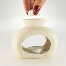 Serenityy Ceramic Zen Oil Burner - Oval Pebble, Speckled Off-White - thumbnail 4