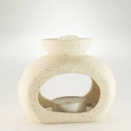 Serenityy Ceramic Zen Oil Burner - Oval Pebble, Speckled Off-White - thumbnail 2