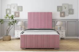 "Comfort Beds Lorenzo Plush Bed Frame - 50"" Upholstered Headboard in Pink - Size: Single" - thumbnail 2