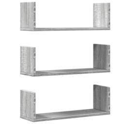 Berkfield Home Wall Shelves 3 pcs Grey Sonoma 58x18x18 cm Engineered Wood - Size: 58 x 18 x 18 cm - thumbnail 6
