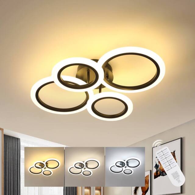 Pheashine Bright Acrylic Ceiling Light 32W 3000-6500K With Remote Control in Black - image 1