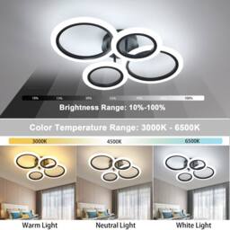 Pheashine Bright Acrylic Ceiling Light 32W 3000-6500K With Remote Control in Black - thumbnail 2