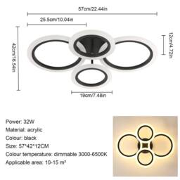 Pheashine Bright Acrylic Ceiling Light 32W 3000-6500K With Remote Control in Black - thumbnail 4