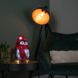 Samuel Alexander 30cm Light up Acrylic Christmas Penguin with Scarf & 30 White LEDs - thumbnail 3