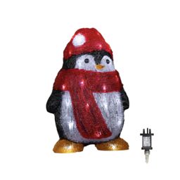 Samuel Alexander 30cm Light up Acrylic Christmas Penguin with Scarf & 30 White LEDs - thumbnail 1