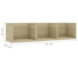 Berkfield Home Durable CD Wall Shelf Sonoma Oak 75x18x18 cm Engineered Wood in Beige - Size: 75 x 18 x 18 cm - thumbnail 6