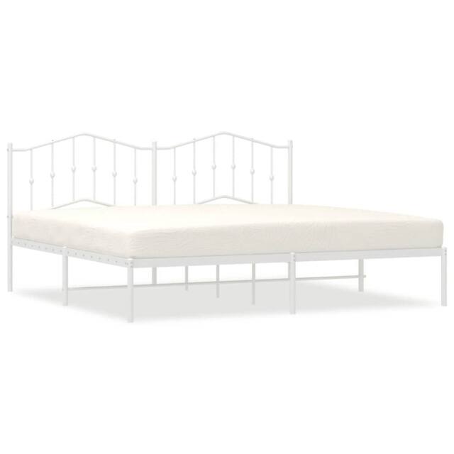 Berkfield Home Metal Bed Frame with Headboard White 193x203 cm - image 1