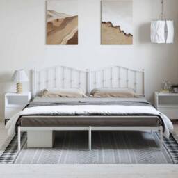 Berkfield Home Metal Bed Frame with Headboard White 193x203 cm - thumbnail 3