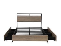 Harmin Double Bed Frame with LED Lighting, Charging Ports & Storage in Natural - thumbnail 8