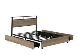 Harmin Double Bed Frame with LED Lighting, Charging Ports & Storage in Natural - thumbnail 7