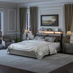 Harmin Double Bed Frame with LED Lighting, Charging Ports & Storage in Natural - thumbnail 2