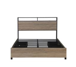 Harmin Double Bed Frame with LED Lighting, Charging Ports & Storage in Natural - thumbnail 4