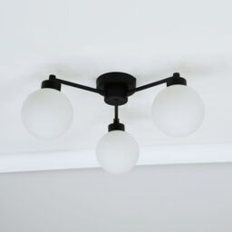 ValueLights Jonah 3 Arm Globe Ball Shade Flush Ceiling Light in Black - thumbnail 5