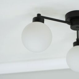 ValueLights Jonah 3 Arm Globe Ball Shade Flush Ceiling Light in Black - thumbnail 3