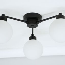 ValueLights Jonah 3 Arm Globe Ball Shade Flush Ceiling Light in Black - thumbnail 4
