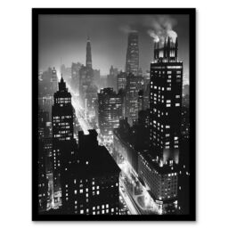 "Artery8 Gotham City Black White Cityscape Concept Art Framed Art Print - Size: W12"" x H16""" - thumbnail 1