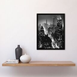 "Artery8 Gotham City Black White Cityscape Concept Art Framed Art Print - Size: W12"" x H16""" - thumbnail 4