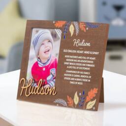 History & Heraldry Personalised Kids Wooden Picture Frame - Hudson in Brown - thumbnail 2