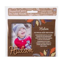 History & Heraldry Personalised Kids Wooden Picture Frame - Hudson in Brown - thumbnail 1