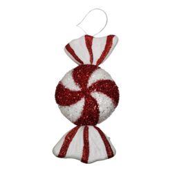 Samuel Alexander 28cm Red & White Glitter Candy Stripe Sweet Hanging Christmas Decoration - thumbnail 6