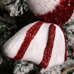 Samuel Alexander 28cm Red & White Glitter Candy Stripe Sweet Hanging Christmas Decoration - thumbnail 3