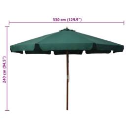 Berkfield Home Outdoor Parasol with Wooden Pole 330 cm Green - thumbnail 5