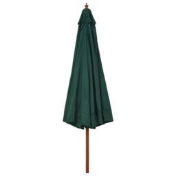 Berkfield Home Outdoor Parasol with Wooden Pole 330 cm Green - thumbnail 1