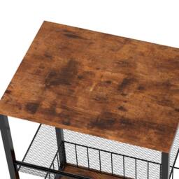 Levede Side Table Bedside End Table 3 Tier Metal Wood Storage Vintage Brown - thumbnail 6