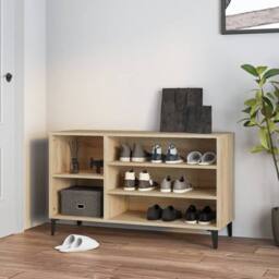 Berkfield Home Shoe Cabinet Sonoma Oak 102x36x60 cm Engineered Wood in Beige - Size: 102 x 36 x 60 cm - thumbnail 2