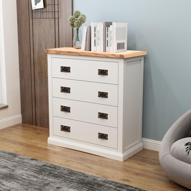Cabinet Bits Cosenza 4 Drawer Chest of Drawers Bras Drop Handle in Off-White - image 1