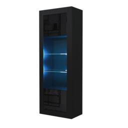 Creative Furniture Illume Display Cabinet 170cm - Black with Gloss Doors & LED Lights - thumbnail 9