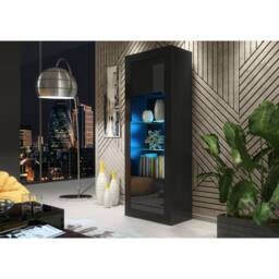 Creative Furniture Illume Display Cabinet 170cm - Black with Gloss Doors & LED Lights - thumbnail 6