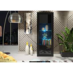 Creative Furniture Illume Display Cabinet 170cm - Black with Gloss Doors & LED Lights - thumbnail 2