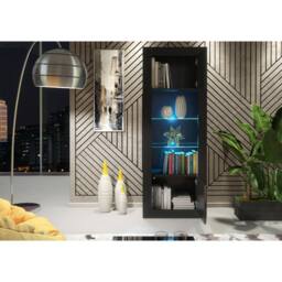 Creative Furniture Illume Display Cabinet 170cm - Black with Gloss Doors & LED Lights - thumbnail 3