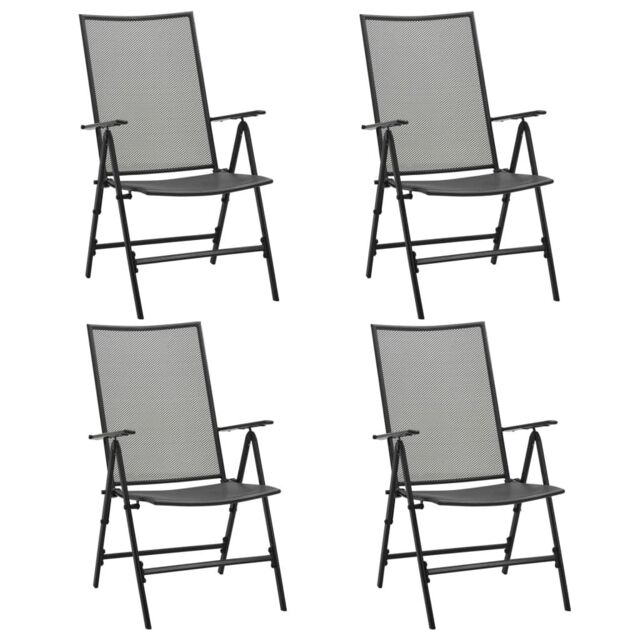 Berkfield Home Folding Mesh Chairs 4 pcs Steel Anthracite in Black - image 1