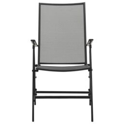 Berkfield Home Folding Mesh Chairs 4 pcs Steel Anthracite in Black - thumbnail 3