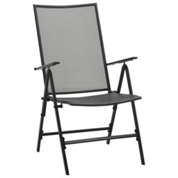 Berkfield Home Folding Mesh Chairs 4 pcs Steel Anthracite in Black - thumbnail 2