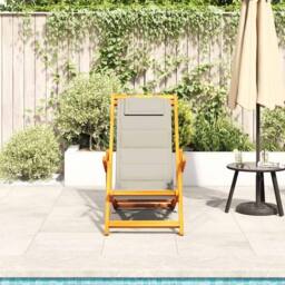 Berkfield Home Beautiful Folding Beach Chair with Armrests Taupe Acacia Wood & T