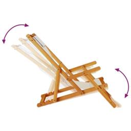 Berkfield Home Beautiful Folding Beach Chair with Armrests Taupe Acacia Wood & T - thumbnail 8