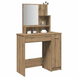Berkfield Home Dressing Table with Mirror Artisan Oak 86.5x35x136 cm in Brown