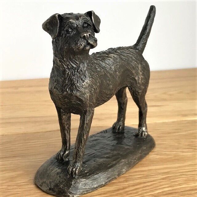 Animal Crackers Border Terrier Dog Figurine In Solid Cold Cast Bronze Designed By Harriet Glen, Quality Dog Lover Home Decoration - image 1