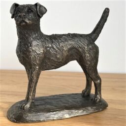 Animal Crackers Border Terrier Dog Figurine In Solid Cold Cast Bronze Designed By Harriet Glen, Quality Dog Lover Home Decoration - thumbnail 3