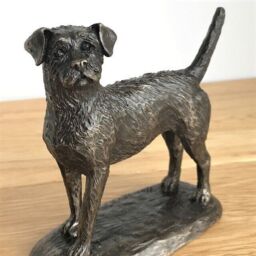 Animal Crackers Border Terrier Dog Figurine In Solid Cold Cast Bronze Designed By Harriet Glen, Quality Dog Lover Home Decoration - thumbnail 2