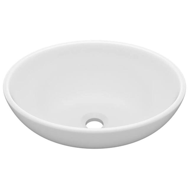 Berkfield Home Luxury Basin Oval-shaped Matt White 40x33 cm Ceramic - image 1
