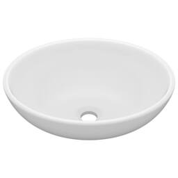 Berkfield Home Luxury Basin Oval-shaped Matt White 40x33 cm Ceramic - thumbnail 1