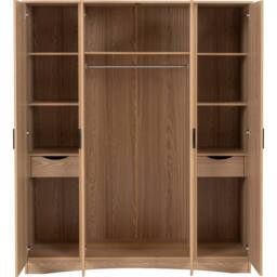 Seconique Tessa 4 Door Mirrored Wardrobe-Natural Oak Effect in Light Oak - thumbnail 4