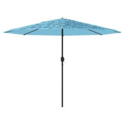 Berkfield Home Durable Garden Parasol with Steel Pole Blue 324x324x247 cm in Aqua - Size: 324 x 324 x 247 cm - thumbnail 4