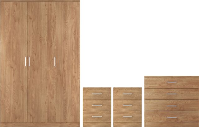 Dakotia 3 Door Wardrobe Bedroom Set