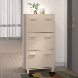 Berkfield Home Shoe Cabinet HAMAR Honey Brown 59.5x35x117 cm Solid Wood Pine in Light Tan - thumbnail 2