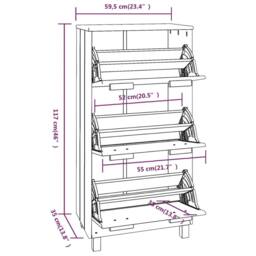 Berkfield Home Shoe Cabinet HAMAR Honey Brown 59.5x35x117 cm Solid Wood Pine in Light Tan - thumbnail 9